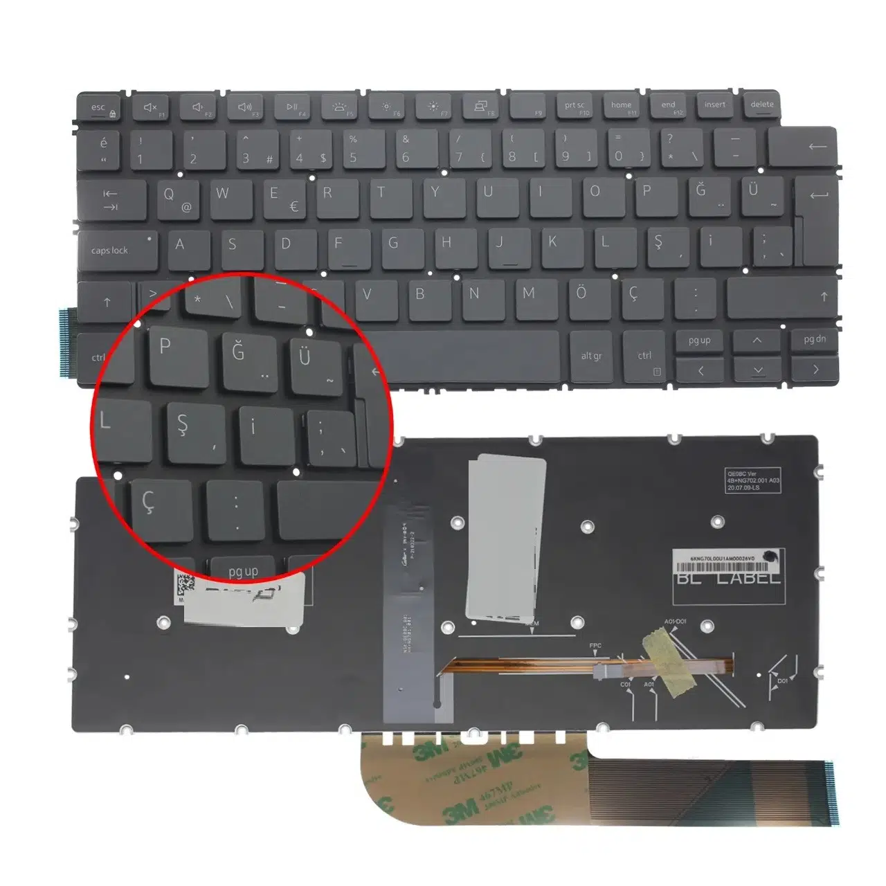 Dell 3410, 7400, 5490, 5391, 5401, 3400 (2020) Klavye TR Işıklı