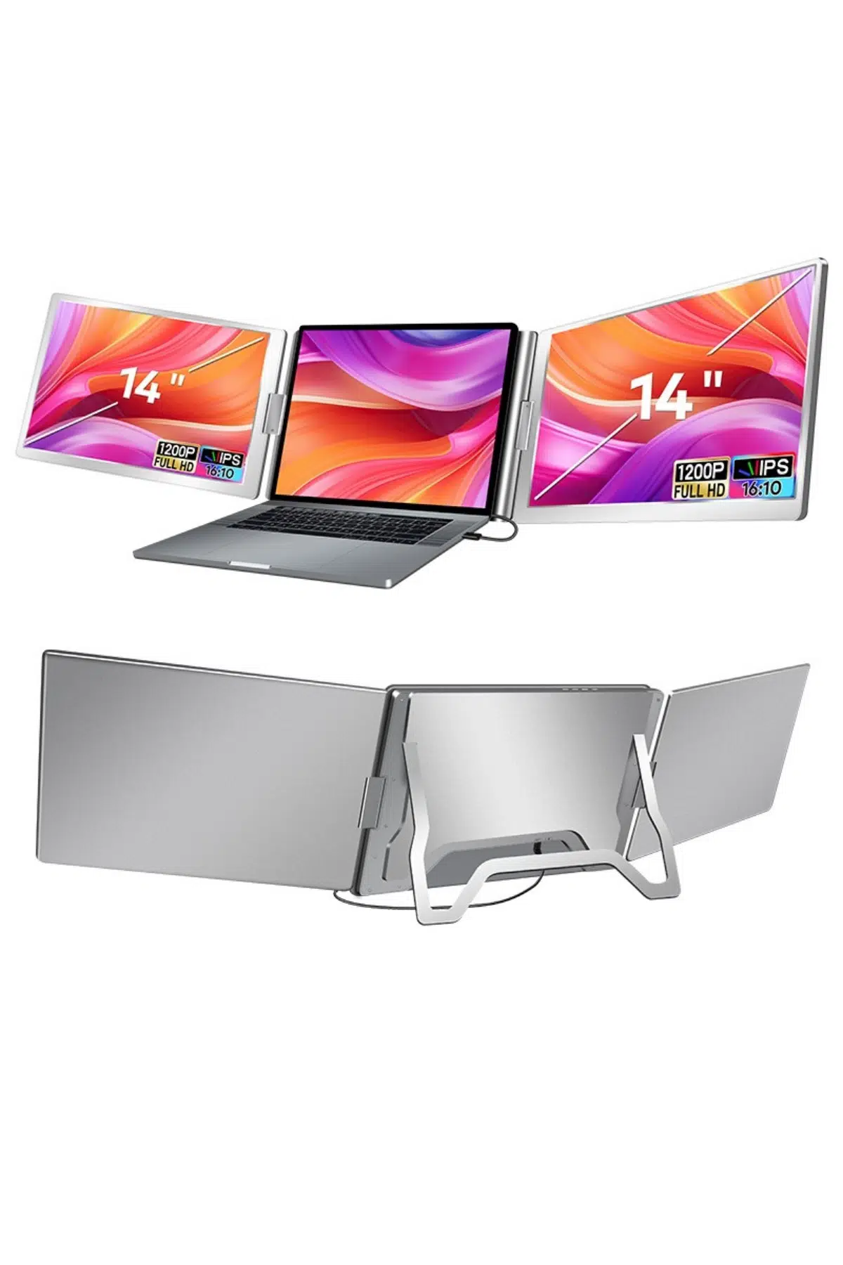 Ultrax 14" İkili Taşınabilir Monitör Çoklu Ekran 1200p Notebook Monitör