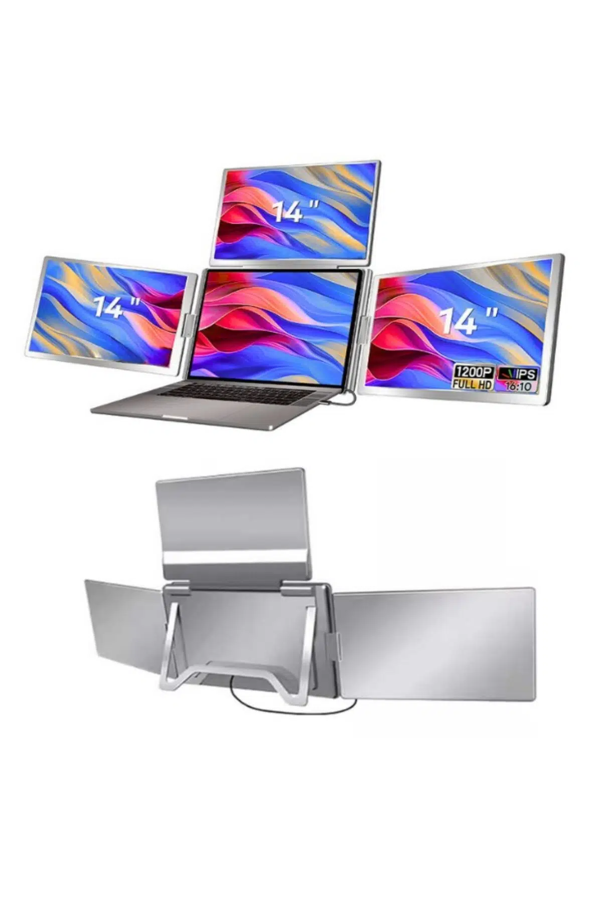 Ultrax 14" Üçlü Taşınabilir Monitör Çoklu Ekran 1200p Notebook Monitör