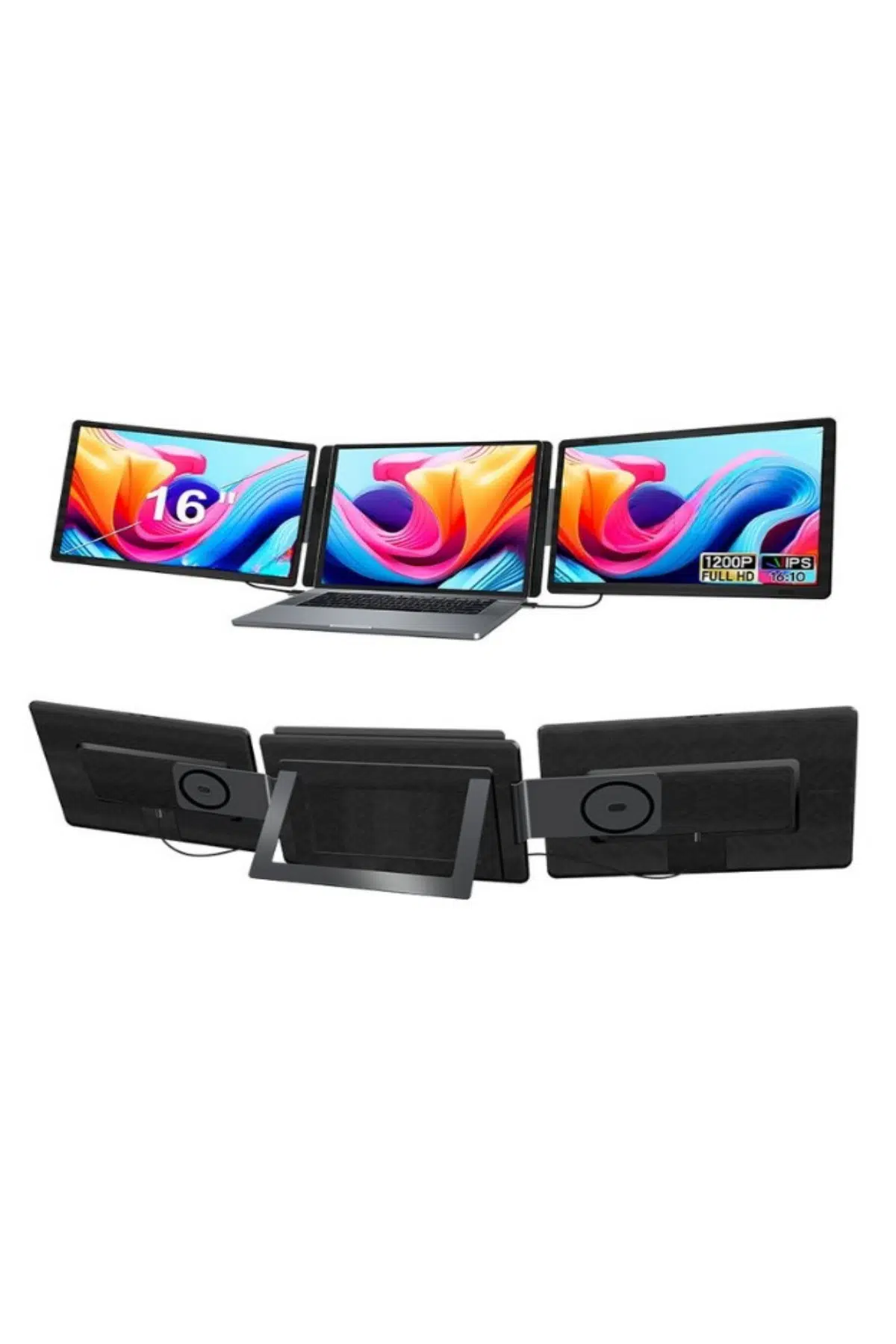 Ultrax 16" İkili Taşınabilir Monitör Çoklu Ekran 1200p Fhd Ips Notebook Monitör