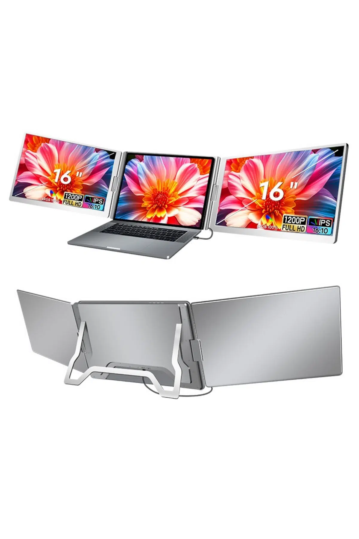 Ultrax 16" İkili Taşınabilir Monitör Çoklu Ekran 1200p Fhd Ips Sabit Notebook Monitör
