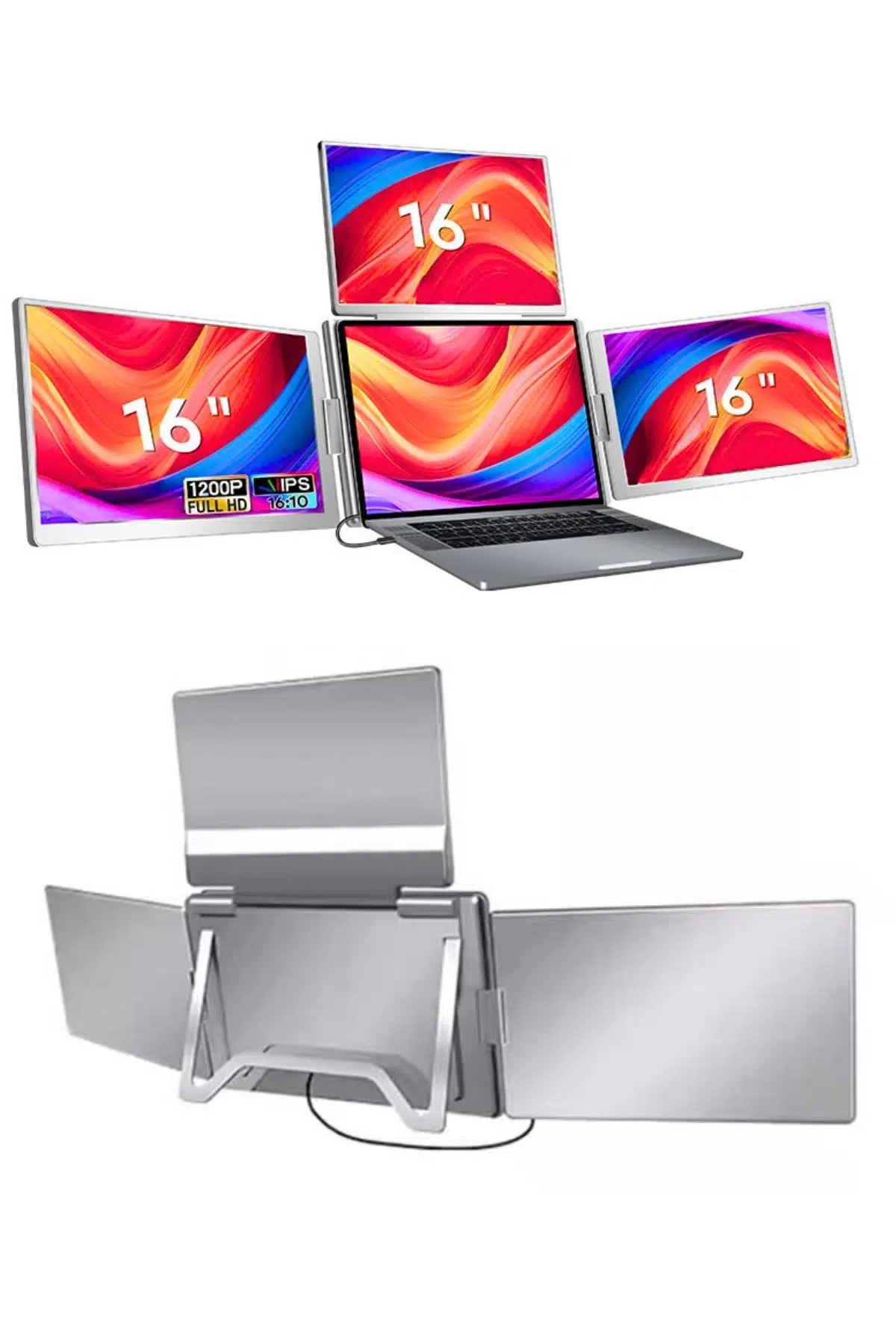 Ultrax 16" Üçlü Taşınabilir Monitör Çoklu Ekran 1200p Notebook Monitör