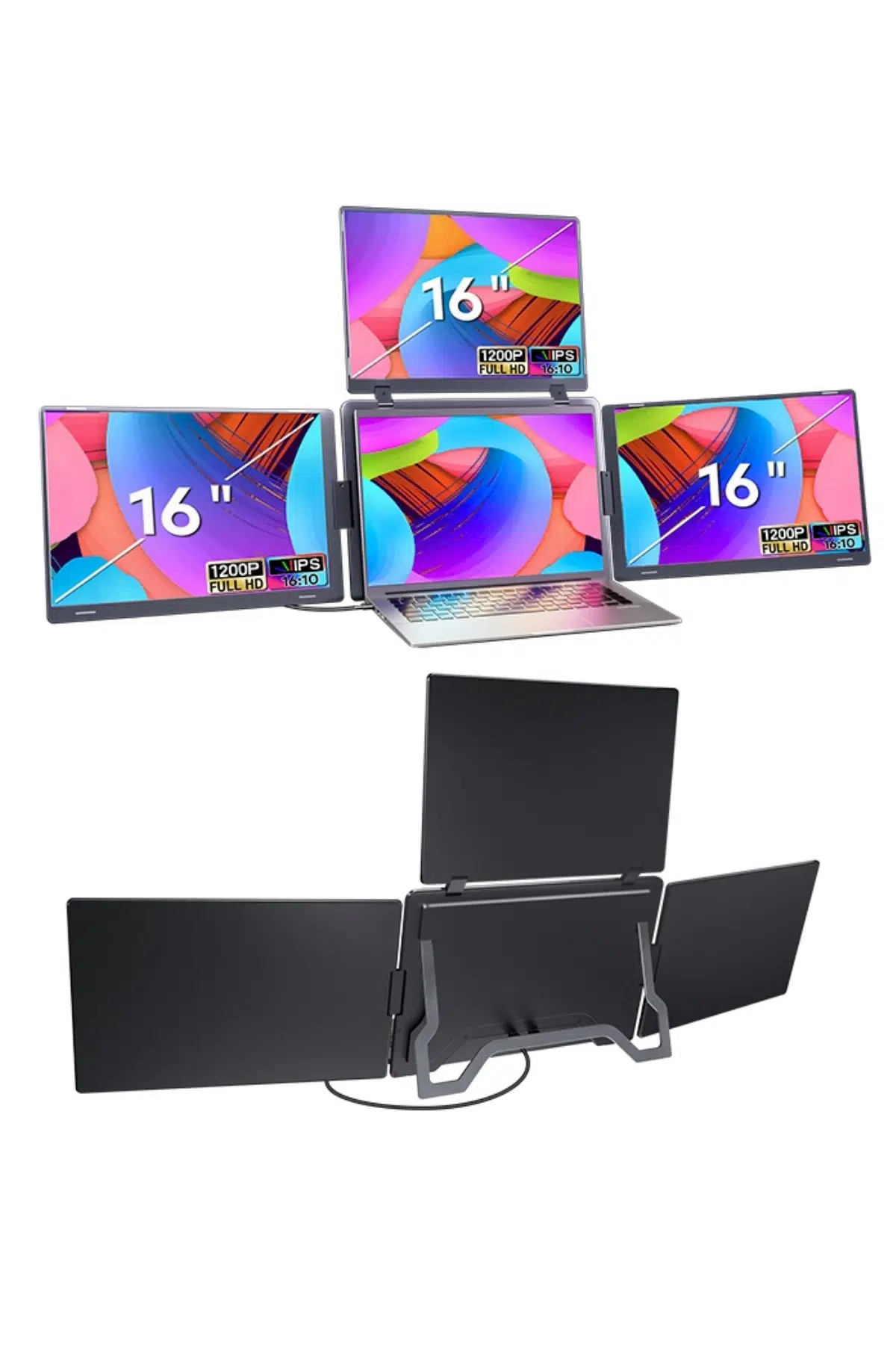Ultrax 16" Üçlü Taşınabilir Monitör Çoklu Ekran 1200p Notebook Monitör